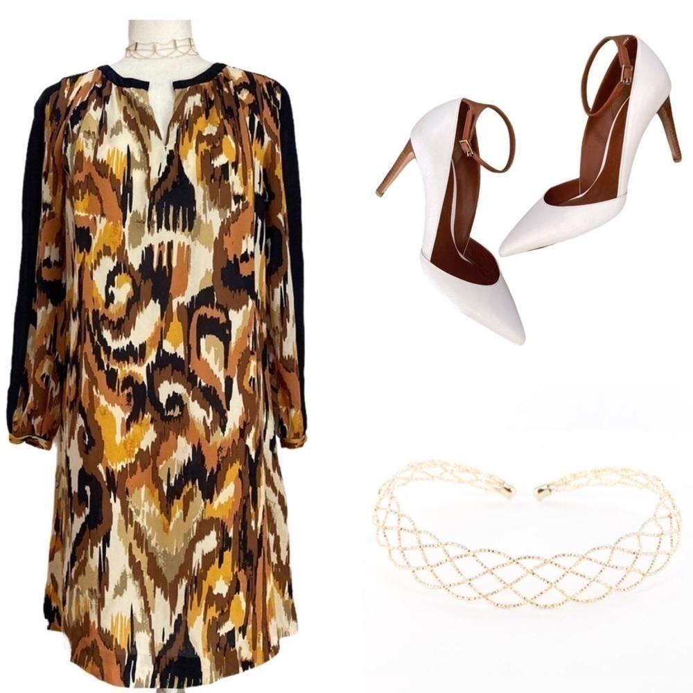Tory Burch Gladys Matmi Ikat Print Silk Shift Dress - Picture 10 of 11